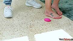 Stepsister feels punished by brother's spanking