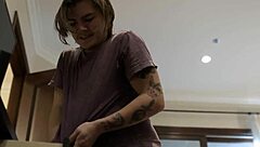 stepmom helps curious stepson with blowjob!