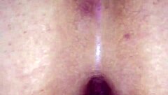 Boyfriend fucks hot BBW Latina girlfriend's phat ass in thick wet pussy with big dildo during bent over anal session