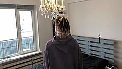 Submissive slut in leather corset gets monster cock hard fuck