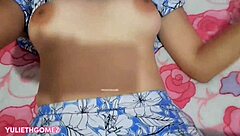 Colombian porn actress yulieth gomez gets naughty behind the scenes, masturbating with her friend's real homemade dildo in a bunny costume on the bed