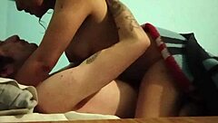 Argentinian brunette spits on lover's natural tits while drunk