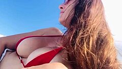 Italian Milf Flashes Tits On Florida Beach