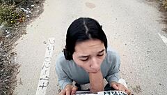 Brunette sucking cocks