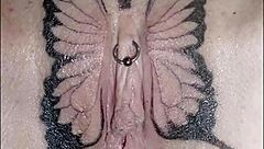 Crystal butterfly tattoo music pussy!