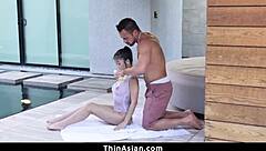 Big Guy Shoves Big Pool Noodle Into Young Asian Throat