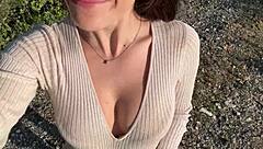 Amateur teen couple has submissive doggystyle sex outdoor.