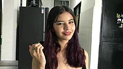 Standing job and sucking cock, latina stepsister is perfect