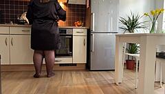 Mother-In-Law Feels Intense Pleasure Masturbating in Kitchen