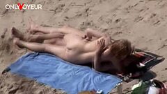 young nudist couple fucks on beach