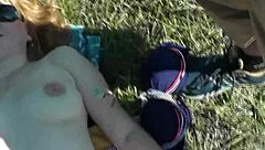 Pervert Jerks Off to Naked Blonde on Beach