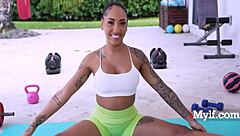 Ebony Fitness Guru Kona Jade Rides Peter Green Athletically