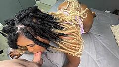 Sexy black girl worships ass and gets creampie!