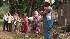 Amber rayne hannah west and kaci star in outdoor gangbang