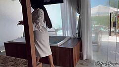 Sexy amateur fucks client hard in jacuzzi creampie