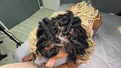 Sexy black girl worships ass and gets creampie!