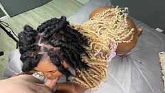 Sexy black girl worships ass and gets creampie!