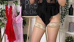 I present a hot teacher showcasing various sexy outfits for sexual wellness