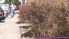 Petite teen fingers brunette's snatch.