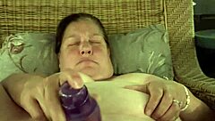 BBW playing with vibrator outdoors at campsite?