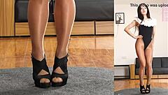 asian girl in pantyhose and leotard practices her dance