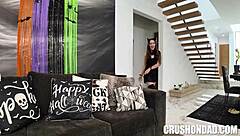 Stepdaddy in costumes with teen