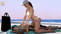 Intertwined game scene with big tits focus.