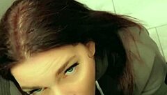 Teen cumslut boldly sucks and fucks stranger behind vending machine