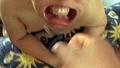 i fuck her face and cum on her nose