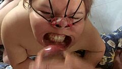 i fuck her face and cum on her nose