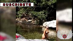 masturbating outdoors in public river, step brother records for voyeurs!