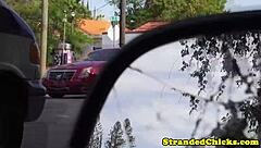 Amateur Hitchhiking Teen Fucked On The Car POV