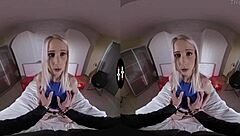 Blonde Personal Assistant in Dark Room VR