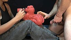 Two Demons Face To Face In Sensual Roleplay With Real Doll.