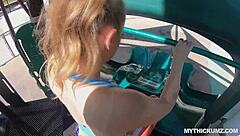 Juicy white booty bouncing on big white cock!