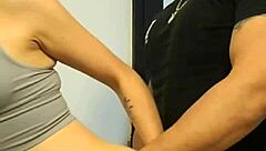 Petite teen 18+ Elsa takes big black cock cumshot in public bathroom outdoor