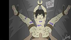 Bound feet in fantasy cartoon bondage cheating scenario