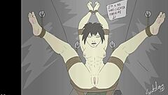 Bound feet in fantasy cartoon bondage cheating scenario