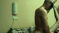 skinny cowgirl in fishnet bodysuit takes deep dick with both holes