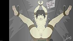 Bound feet in fantasy cartoon bondage cheating scenario