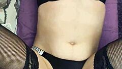 Sex with wife in black stockings and lingerie