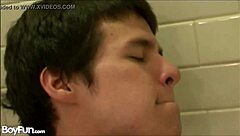 Twink rimmed and fucked in bathroom