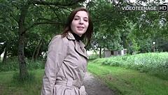 cute sandy shows pantyhose in casting