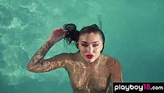 Emjay Rinaudo strips naked by the pool, so sexy