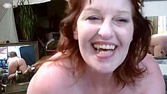 Thick And Curvy Redheaded Dawn Strips From Bra And Panties To Tease With Big Natural Tits