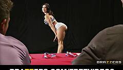 four big-tit fitness girls strip for hardcore orgy with ripped clothes