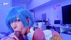 Rei Ayanami Cosplay Blowjob and Cum in Bodysuit!