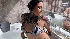 big ass goth sucks in jacuzzi