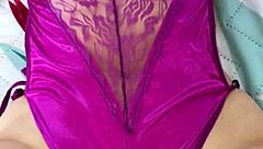 Purple satin lingerie thong fuck play with colombian babe