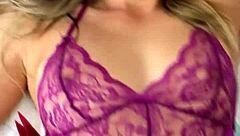 Purple satin lingerie thong fuck play with colombian babe